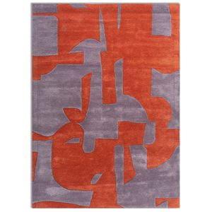 Tapis Jaipur ZA TNQ-3206 en laine et viscose, tufté à la main, motif abstrait blanc, 4m, pour décorations de salon, couleur rouge-orange - Product Image 1