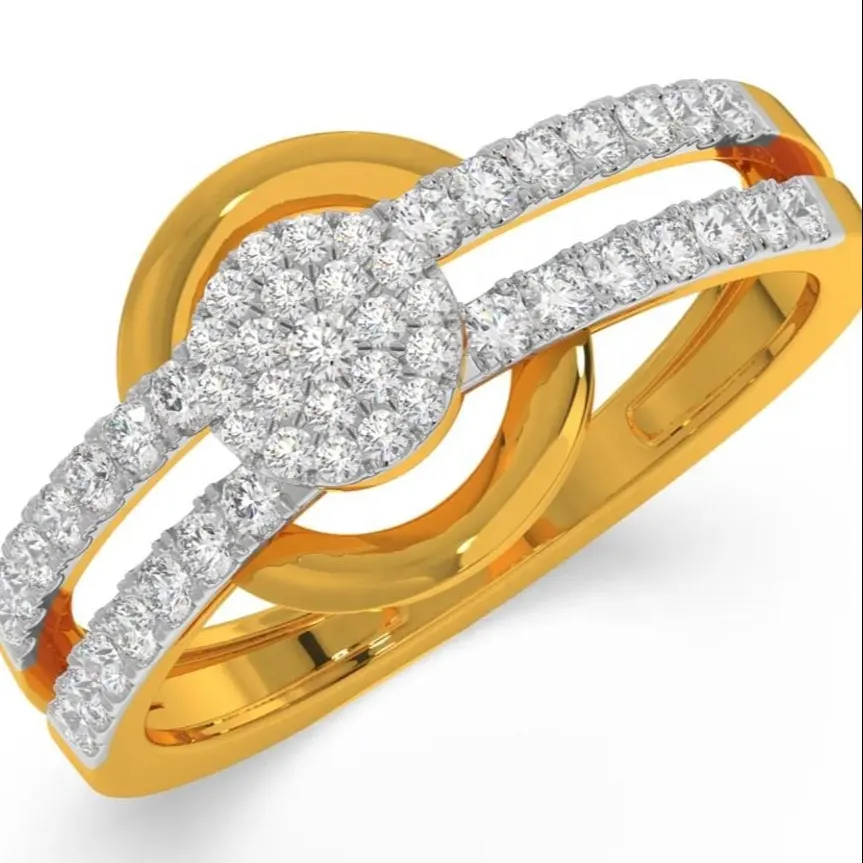 Fabricant de bijoux fins de mode femmes bagues en or jaune véritable diamant de laboratoire cultivé en forme de bague de doigt fournisseur en gros