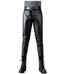 <b>Leather</b> Pants <b>for</b> <b>Men</b> Skinny Shiny Gold Coated Metallic <b>Trousers</b> Nightclub Stage Perform Plus Size <b>Men's</b> Pants - Product Image 1
