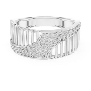 แหวนหมั้นเพชรทรงกลมสีขาวทอง 14K สำหรับผู้หญิง |   เพชรที่เพาะเลี้ยงใหม่ - Product Image 1