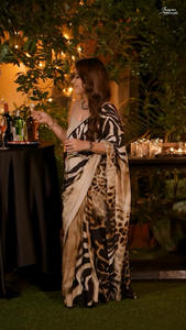 New Arrival Vichitra Digital Floral Print Sarees Soft Ethnic <b>Bandanas</b> - Product Image 3