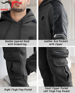 Sweatshirts d'hiver unisexes personnalisés en coton molletonné imprimé, respirants, poids lourd, survêtements d'automne ODM, sweat à capuche grande taille - Product Image 5