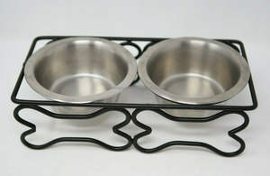 Ensemble de 3 mangeoires surélevées doubles à 4 os avec 2 bols pour chats et chiens - Product Image 2