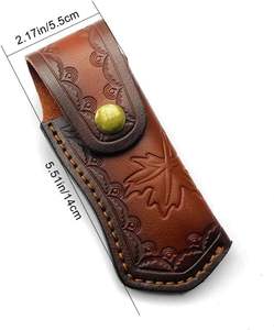 Funda de cuero marrón Vintage OEM/ODM para cuchillos plegables, funda para cuchillos, bolsa de herramientas de bolsillo plegable, envío directo disponible - Product Image 4