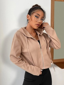 Sweat à capuche zippé en molleton de coton pour homme, couleur unie, style décontracté streetwear pour l'automne et l'hiver - Product Image 4