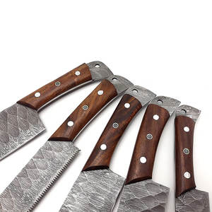 Ensemble de couteaux de chef en acier Damas artisanal avec manche en bois naturel pour cuisines gastronomiques - Product Image 4