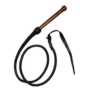 Fouet de cavalier en cuir Bull Rider, 7 pieds de long, fouet noir avec manche en bois robuste, fouet de cheval robuste, entraînement équestre - Product Image 4