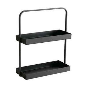 Estante de exhibición de 2 niveles de calidad superior, decoración de vajilla de Metal redonda, soporte multiusos de color negro con asa - Product Image 6