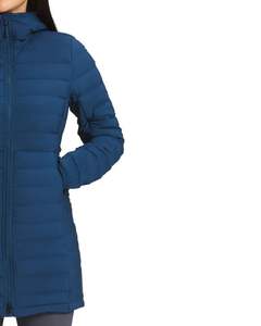 Customized <b>Navy</b> Blue <b>Women</b> Long Puffer Jacket <b>Winter</b> Hooded Quilted <b>Coat</b> Warm Polyester Padding Button Zipper Closure OEM Custom - Product Image 3