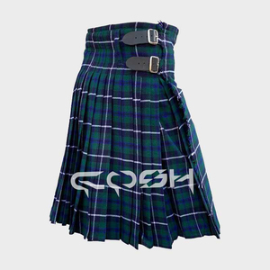 Kilt à tartan personnalisé de tradition écossaise Douglas avec lanières en cuir fin Kilts bleus de style moderne avec logo personnalisé - Product Image 1