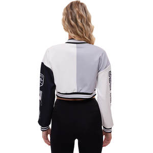 High Quality Cotton Fleece Baseball Jacket Chenille Embroidery Long Sleeves <b>Button</b> Down Cropped Letterman Jacket - Product Image 3