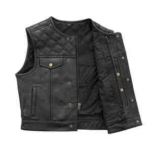 Gilet de motard en cuir véritable réversible personnalisé de haute qualité pour hommes, vêtements d'extérieur respirants avec poche pour la saison d'hiver - Product Image 5
