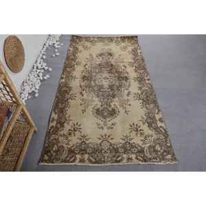 Classique Beige Marron Vintage Tapis Turc Grande Surface 3.5X6.7 ft Laine Matériel Latex Support Nouveau Modèle pour Couloir Rectangle - Product Image 1