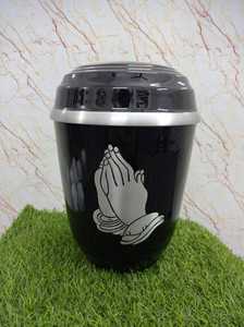 Urnas Funerarias de Estilo Americano de Nuevo Diseño, Urna de Cremación Personalizada y Elegante, de Aluminio Negro con Mano Orando, para Cenizas Humanas de Adultos, 10 Pulgadas - Product Image 5