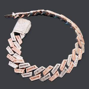 Luxury 14K Rose Gold Cuban Link <b>Bracelet</b> VVS Moissanite Diamond Customizable for <b>Men</b> Hip Hop Style Gift White Gold Material - Product Image 3