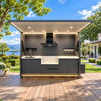 Station de barbecue en acier inoxydable pour cuisine extérieure commerciale avec table de préparation et rangement, ensemble de cuisson pour traiteur extérieur