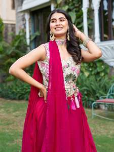 Lehenga choli ผ้าชุดผ้าไหมบริสุทธิ์บริสุทธิ์บริสุทธิ์มีชุดผ้าไหม - Product Image 3