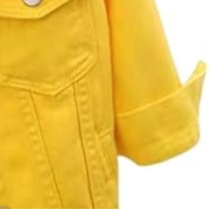 Chaqueta vaquera amarilla de algodón 100% para mujer/mujer, abrigo para mujer, Top liso de Color, Top vaquero corto con botones - Product Image 6