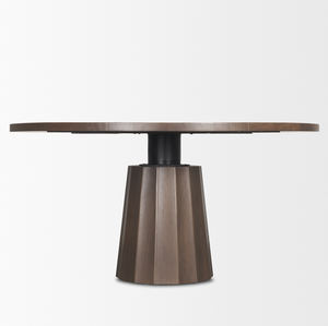 Base de Madera Maciza Cónica para Mesa de Comedor, Forma Redonda, Bordes Curvos, Acabado Marrón Oscuro con Vetas Naturales - Product Image 3