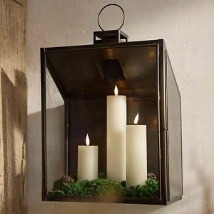<b>Large</b> Rectangular Metal Black and Wooden Natural Material <b>Candle</b> Lantern High Quality With Glass Best Selling - Product Image 2