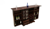 Meuble en bois de teck massif artisanal, écologique et durable, style antique, pour bar à vin, avec étagères de rangement et porte-bouteilles