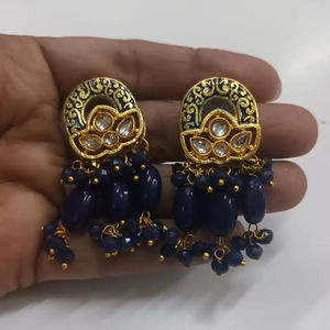 Conjunto nupcial indio de aspecto antiguo Pendientes de latón de moda para la cena de boda Ocasiones festivas para mujeres - Product Image 1