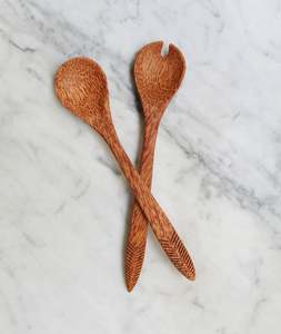 Cuillères à salade en bois grands serveurs à salade ustensiles de cuisine cuillère à salade ensemble de couverts élégants en bois réutilisables pour cadeau de mariage de Noël - Product Image 5