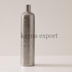 Jarrón de Flores de Hierro y Aluminio con Acabado Plateado, Estilo Martillado, Hecho a Mano, Decoración de Boda, Estilo Costero, Jarrón de Mesa - Product Image 1