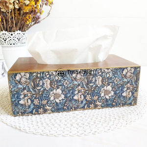 Boîte à mouchoirs et support en bois carré Tradebyd, imprimé émaillé, écologique, artisanal, pour la décoration moderne de la maison - Product Image 3