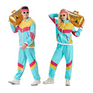 Chándal para hombres y mujeres Azul Vintage Hip Hop Windbreaker Costume Disco Outfit Set Wind Breaker Sets - Product Image 3