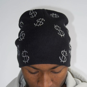 Bonnes affaires : Bonnets unisexes en acrylique à motif dollar avec strass thermocollants, taille ajustable - Product Image 2