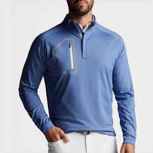 OEM personnalisé hommes 1/4 Zip pull-over sweat couleur unie décontracté à capuche en polyester pour l'hiver - Product Image 2