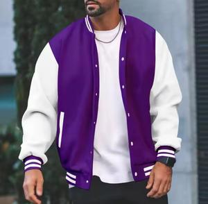 Custom Made Men's Winter Varsity <b>Jackets</b> with Stand Collar and Front Logo <b>Waterproof</b> Breathable <b>Long</b> Sleeve - Product Image 3