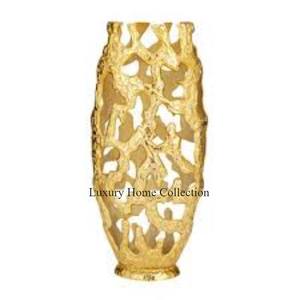 Nouveau motif texture Vase couleur or Accent décoratif pour la maison et l'hôtel Pots et vase en métal coulé en aluminium du fournisseur indien - Product Image 1