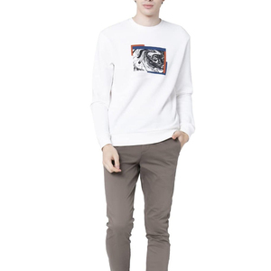 เสื้อสเวตเตอร์คอกลมกันลมผ้าฝ้าย100% สีพื้นสำหรับผู้ชายเสื้อสเวตเชิ้ตระบายอากาศได้ดีโลโก้ตามสั่ง - Product Image 5