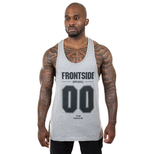 Mens Heather <b>Grey</b> Bodybuilding Stringer Tank <b>Top</b> Muscle Fit Sleeveless Gym <b>Vest</b> Workout Fitness Training Apparel - Product Image 1