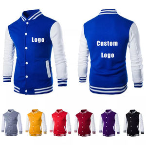 Chaqueta con letras de manga larga con estampado personalizado para hombre, chaquetas de béisbol universitarias lisas en blanco - Product Image 6