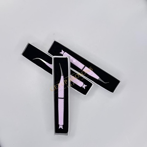 New Stainless Steel Curve <b>Butterfly</b> Cutout Eyelash Extension Tweezers <b>Light</b> Pink Powder Coating Isolation Gold Tip Beauty Tool - Product Image 5