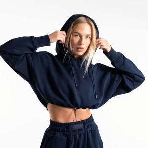 OEM personalizado pulóver fuera del hombro Crop Top Sudadera con capucha Casual manga larga Sudadera con capucha señoras en blanco gimnasio entrenamiento recortado Sudadera con capucha - Product Image 2