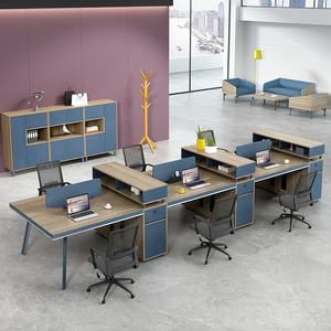 Conjunto de Estaciones de Trabajo Modernas para Oficina con Paneles Divisores, Cabina de Reuniones Colaborativas Multiestilo y Sillas de Madera - Product Image 3