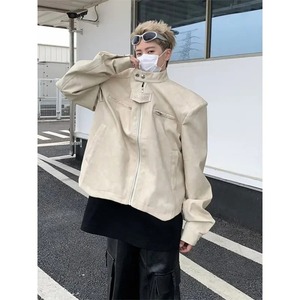 Veste de moto recadrée haut de gamme pour hommes en couleur café marron Style américain Vintage en cuir véritable toile tissu imperméable - Product Image 4