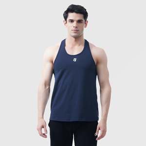 Camiseta sin mangas Speed Fit azul marino transpirable de compresión rápida para entrenamiento, talla XL, con técnica de diamantes de imitación, de algodón y elastano, con capucha. - Product Image 3