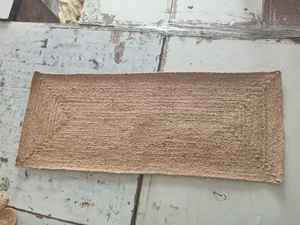 Tapis en jute solide tressé avec motif abstrait, écologique, moderne, antidérapant, à poils plats, fabriqué à la machine - Product Image 2