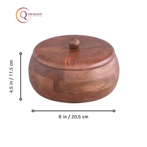Casserole en bois Chapati Box pour cuisine Hotpot Roti Casserole de forme ronde pour cuisine Ensemble de service Hotpot pour Chapati pour manger - Product Image 2