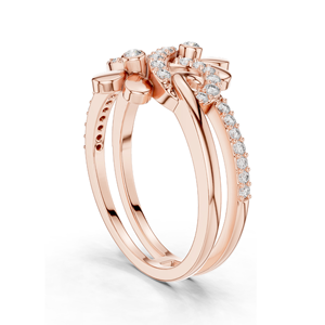 Bague florale infinie en diamant de laboratoire 0,286 CT pour femme, clarté VVS-VS EF, or 18 carats, 14 carats, 10 carats et argent 925, rose - Product Image 4