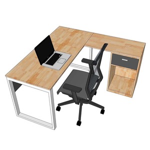 โต๊ะคอมพิวเตอร์รูปตัว L พร้อมขาตู้ไม้ธรรมชาติ HBRT070 - Product Image 4