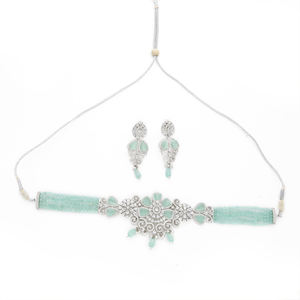 ชุดสร้อยคอเพชรสวิสสีมิ้นท์ดีไซน์สวยพร้อม421251ชุบโรเดียม - Product Image 1