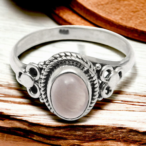 Piedra preciosa de cuarzo rosa natural Plata de Ley 925 Forma ovalada Aspecto clásico Anillo de fiesta Joyería hecha a mano Fabricante al por mayor - Product Image 2