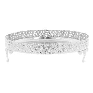 Elegante plato redondo con espejo, Juego de 2 bandejas decorativas de aluminio plateado y dorado, perfectas para la fiesta de Eid y Ramadán - Product Image 3