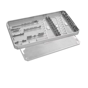 Panier médical en acier inoxydable avec couvercle, 485 x 253 x 30 mm, support pour pinces à fonctionnement manuel/électrique - Product Image 1